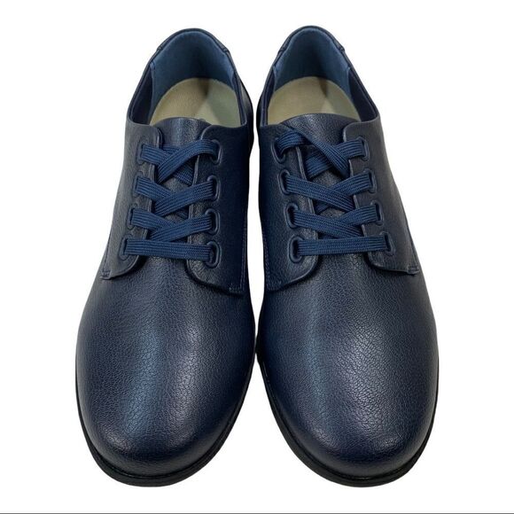 🔵NWT Comfortview Celinda Faux Leather Navy Blue Oxford Flat Loafers 7 W - Picture 3 of 8